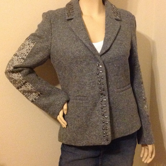 New Odd Molly Uptown Girl Embroidered Gray Blazer Size 1 (Small) LAST ONE! - Picture 11 of 12